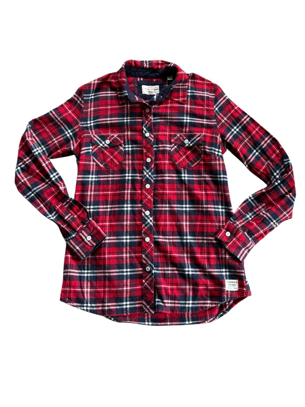 2/$35 Original Weatherproof Vintage Red Plaid Button-Down Flannel Shirt Women